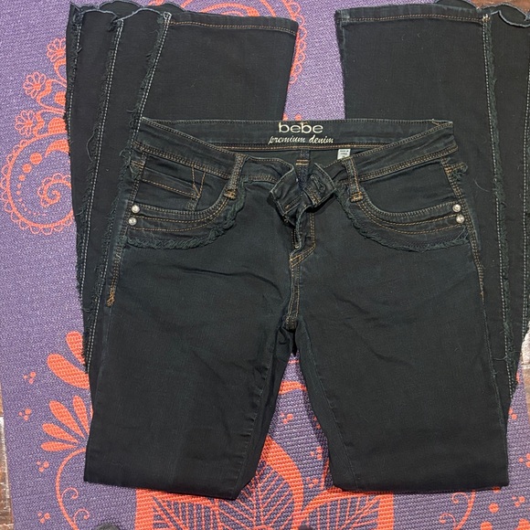 Bebe Vintage Black Flared Unique Jeans - Picture 6 of 9